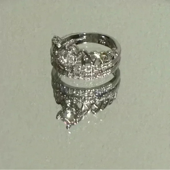 FREE 🆕 Piatella crown ring, 1/2 carat cut, accents, 14k white gold plated - Picture 2 of 16